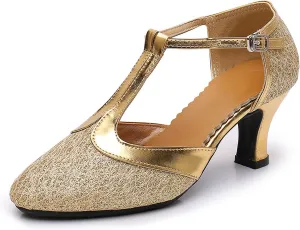 SWDZM Women's Ballroom Latin Dance Shoes Closed Toe Dance Heels Performance Practice Shoes