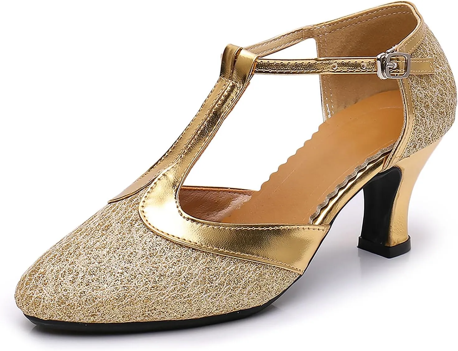 SWDZM Women's Ballroom Latin Dance Shoes Closed Toe Dance Heels Performance Practice Shoes