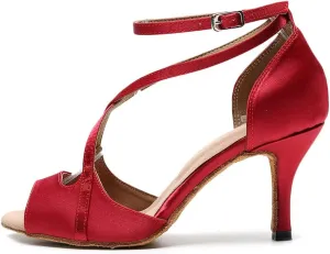 SWDZM Women's Ballroom Latin Dance Shoes Salsa Professional Ankle Heels Wedding Practice Shoes