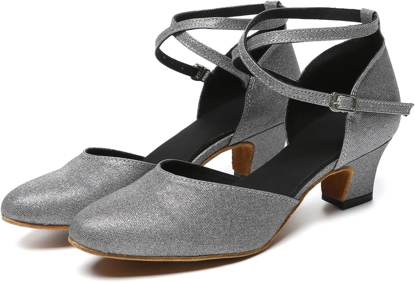 SWDZM Womens Glitter Ballroom Dance Shoes Latin Salsa Tango Dancing Heels Closed Toe