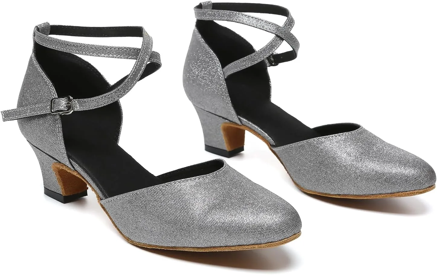 SWDZM Womens Glitter Ballroom Dance Shoes Latin Salsa Tango Dancing Heels Closed Toe