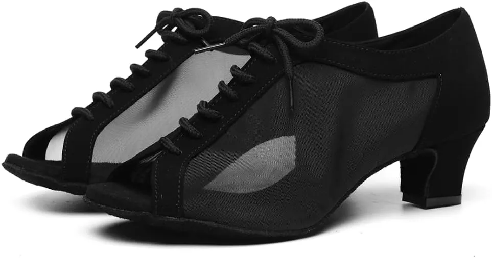 SWDZM Womens Latin Dance Shoes Lace up Ballroom Salsa Tango Dance Practice Shoes,Model L595