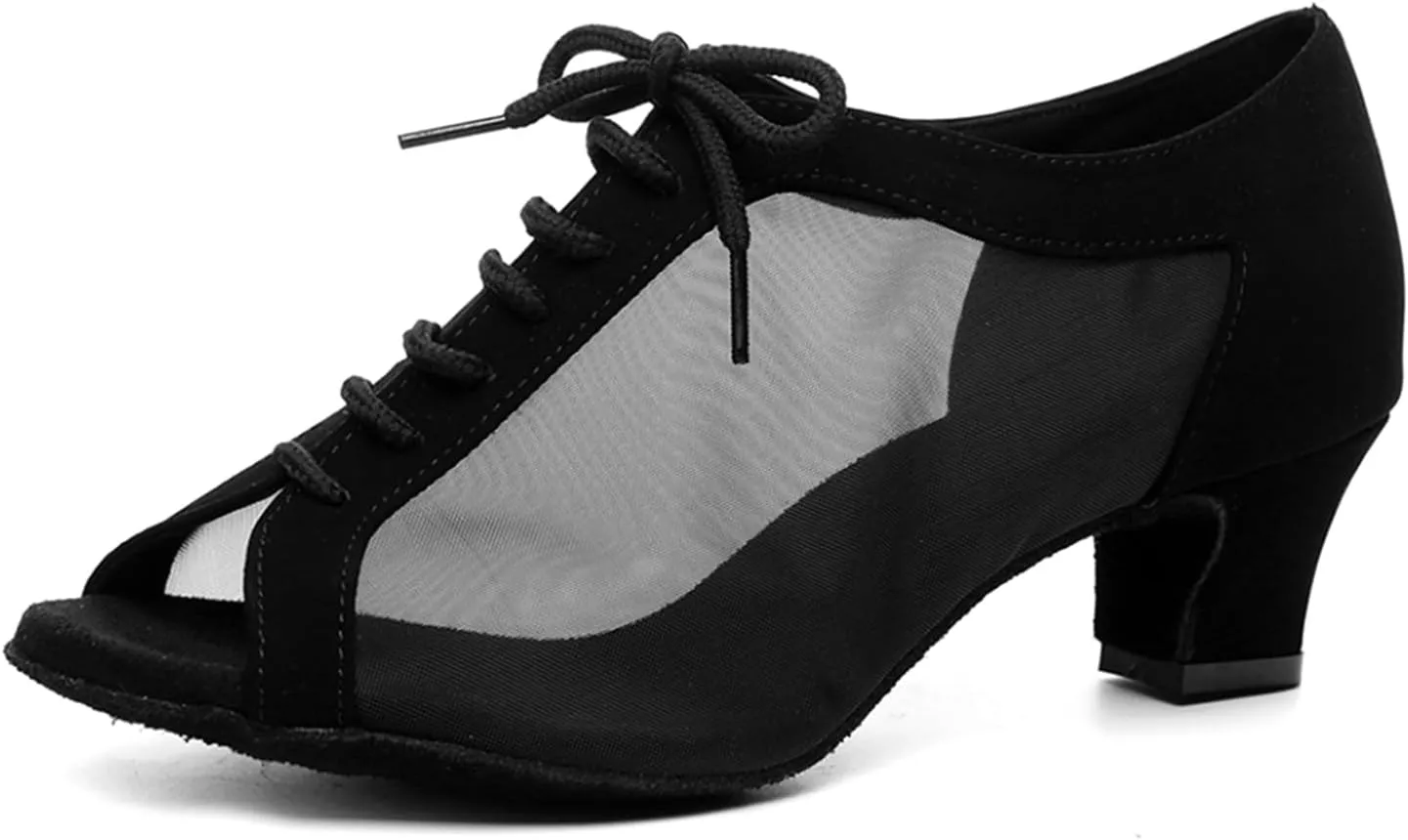SWDZM Womens Latin Dance Shoes Lace up Ballroom Salsa Tango Dance Practice Shoes,Model L595