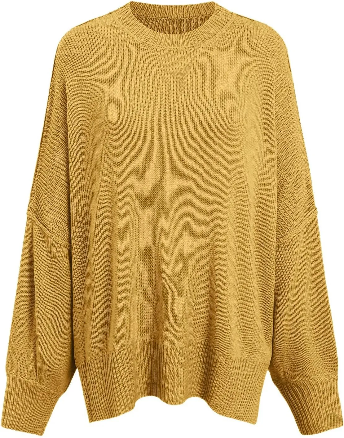 Sweaters for Women Chunky Knit Round Neck Solid Color Long Sleeve Loose Fit Casual Soft Sweaters Tops
