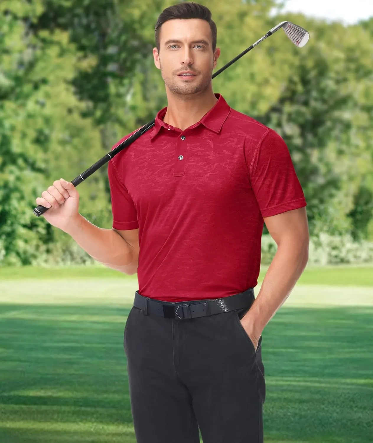 SWISSWELL Men's Polo Shirts Short Sleeve Performance Cationic Golf Shirts Collared Athletic Shirts