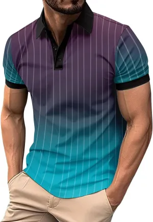 T Shirts for Man Lapel Thousands of Bird Grid Pockets Casual Top T Shirt Mens Golf Shirts Casual Classic Lightweight