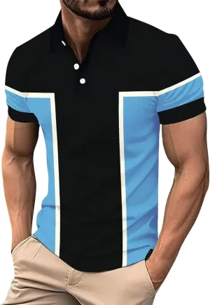 T Shirts for Man Lapel Thousands of Bird Grid Pockets Casual Top T Shirt Mens Golf Shirts Casual Classic Lightweight