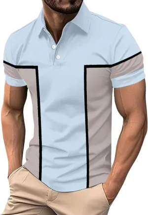 T Shirts for Man Lapel Thousands of Bird Grid Pockets Casual Top T Shirt Mens Golf Shirts Casual Classic Lightweight