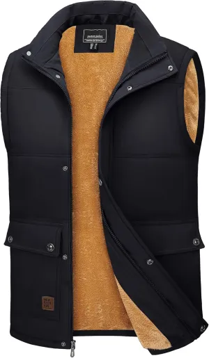 TACVASEN Men's Outdoor Vests Full Zip Up Warm Fleece Lining Sleeveless Outwear