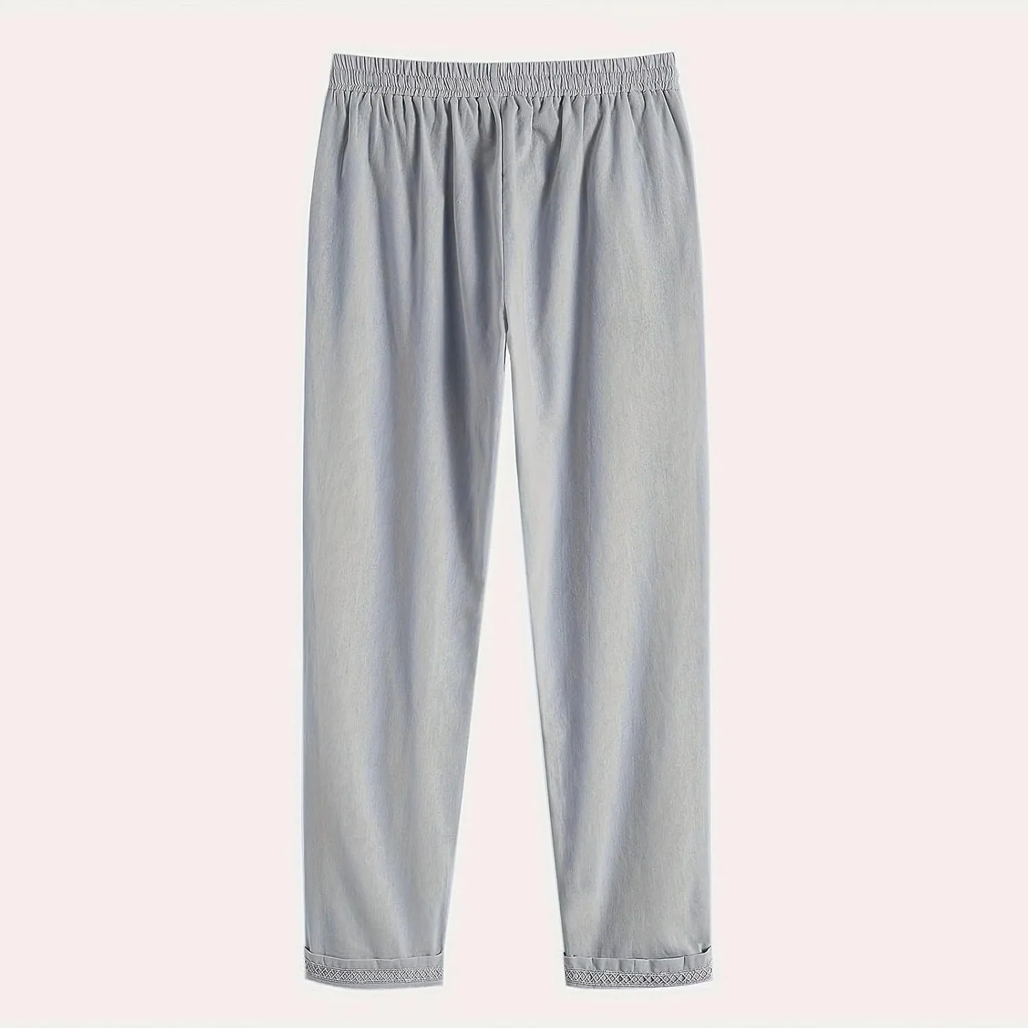 TANGNADE Women's Summer Casual Linen Pants Elastic Waist Relaxed Fit Drawstring Leg Crop Pants Beach Trousers with Pockets