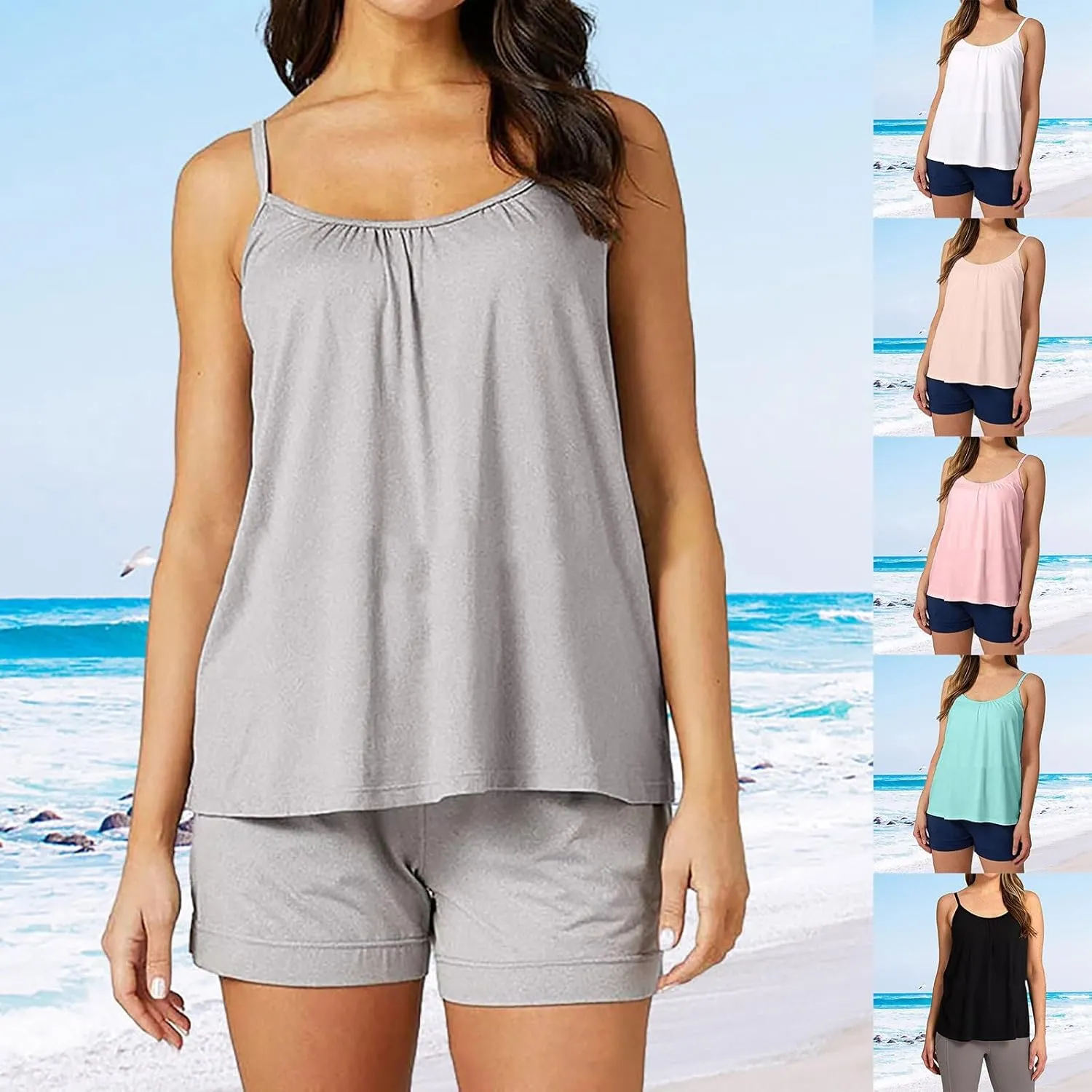 Tank Top with Built in Bra for Women Women's Cool Flowy Bra Cami | with Built-in Cups | Relaxed Fit | Adjustable Spaghetti