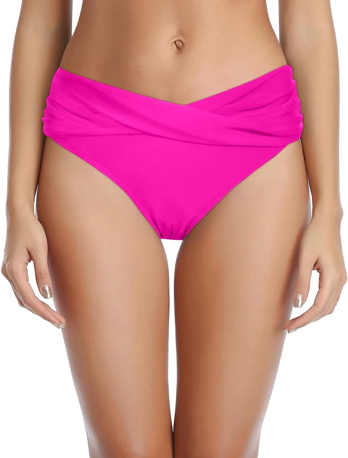 Tempt Me Women Twist Bikini Bottom Moderate High Cut Bathing Suit Bottoms Ruched Swimsuit Bottom