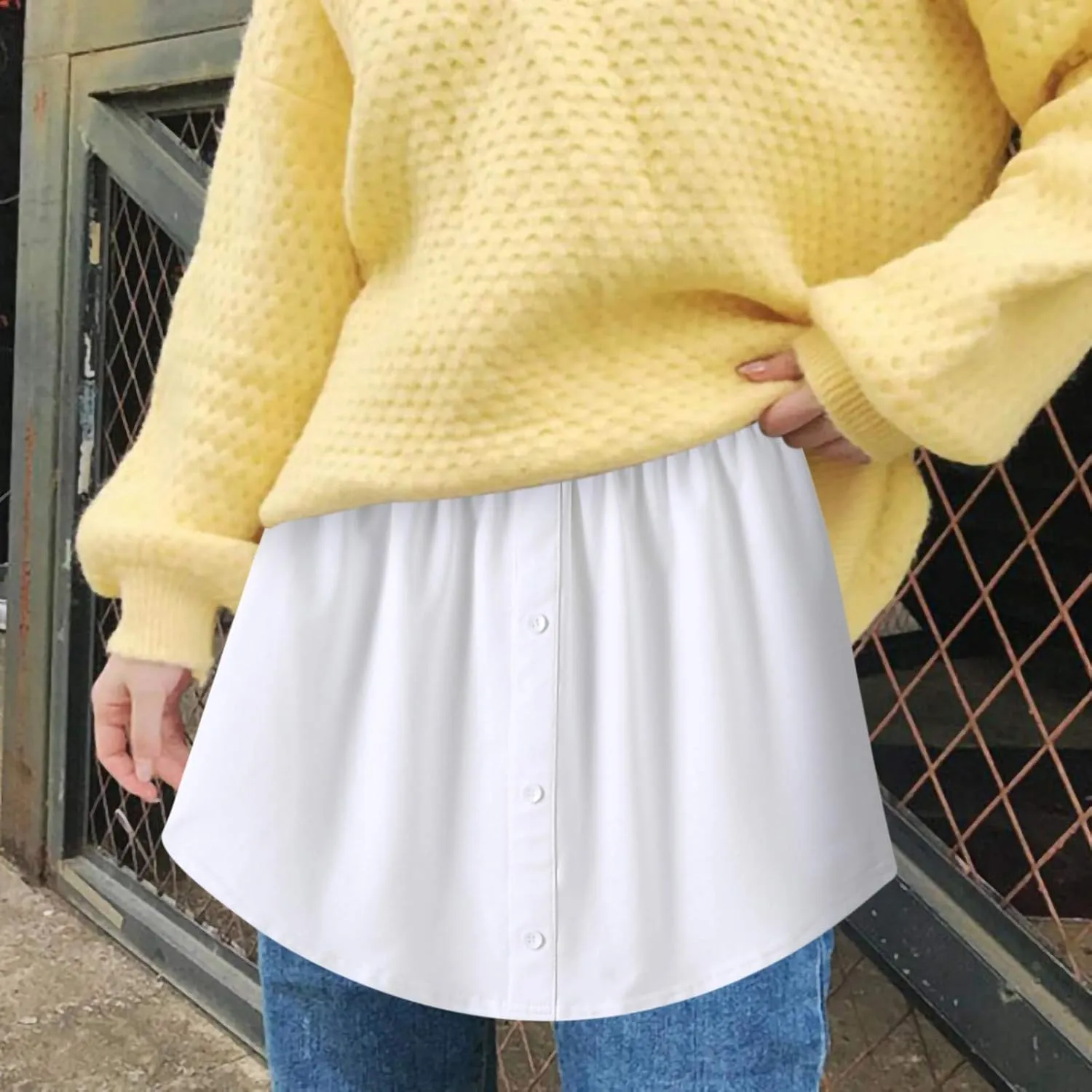 Tiered Size Women's Slip Half Skirt Layered Sheer Stripe Printing Extender Plus Skirt Skirt Plaid (White, XL)