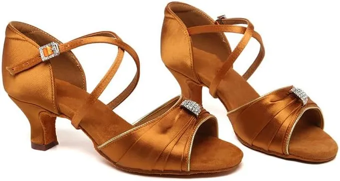 TINRYMX Women's Latin Dance Shoes Ballroom Salsa Cha-cha Professional Practice Wedding Dance Shoes,Model-EM3037