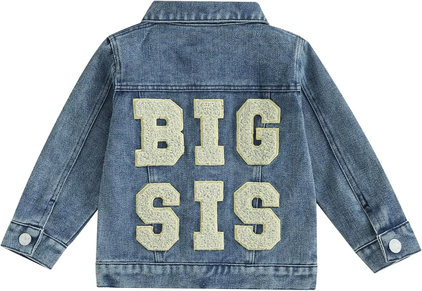 Toddler Baby Girls Denim Jacket Big Lil Sis Matching Set Kids Basic Button Down Denim Jackets Coat Outwear