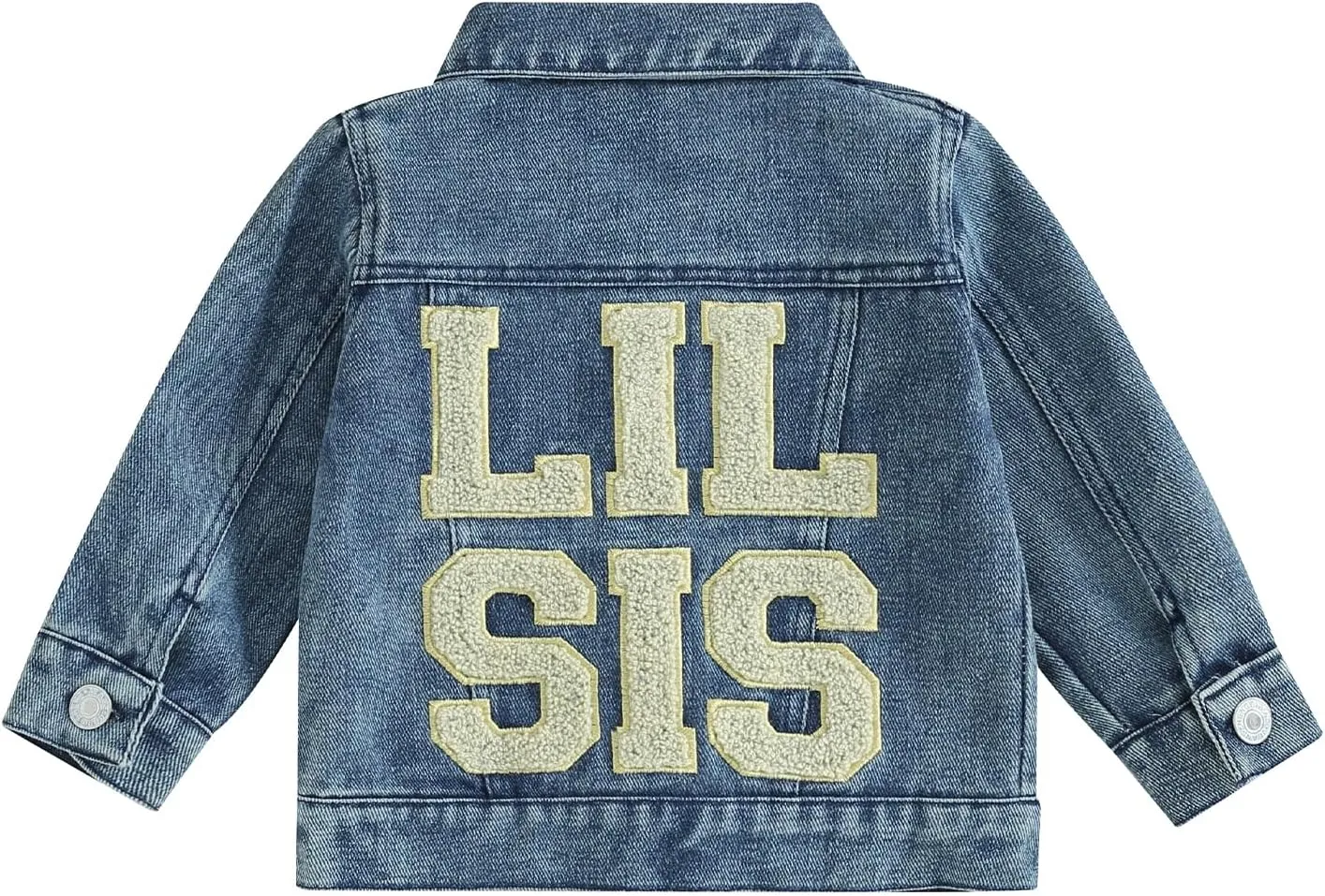 Toddler Baby Girls Denim Jacket Big Lil Sis Matching Set Kids Basic Button Down Denim Jackets Coat Outwear