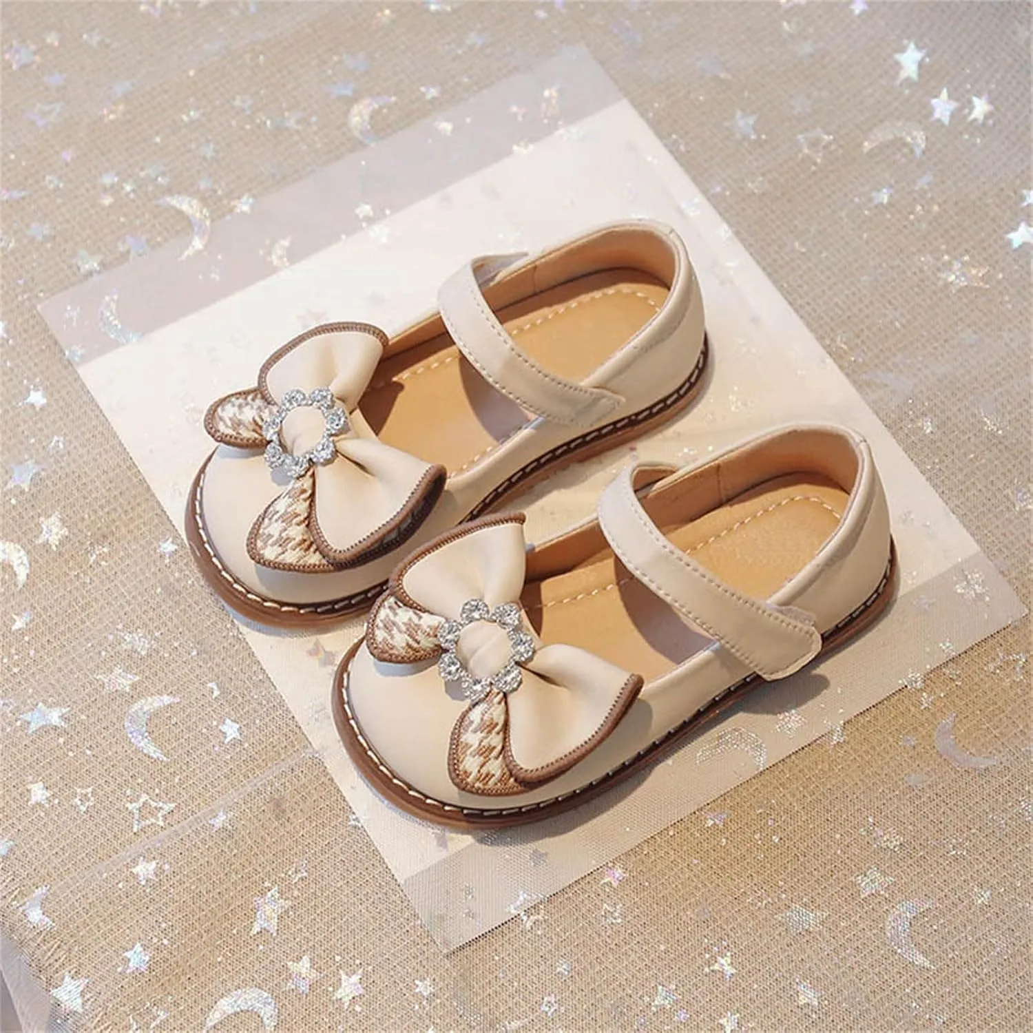 Toddler Flower Dress Shoes Girl hinestones Bow Mary Jane Ballet Flats for Wedding Party School Shoes for Baby Kids