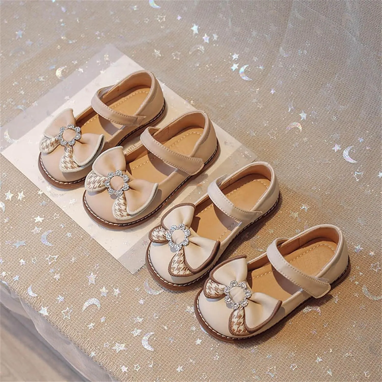 Toddler Flower Dress Shoes Girl hinestones Bow Mary Jane Ballet Flats for Wedding Party School Shoes for Baby Kids