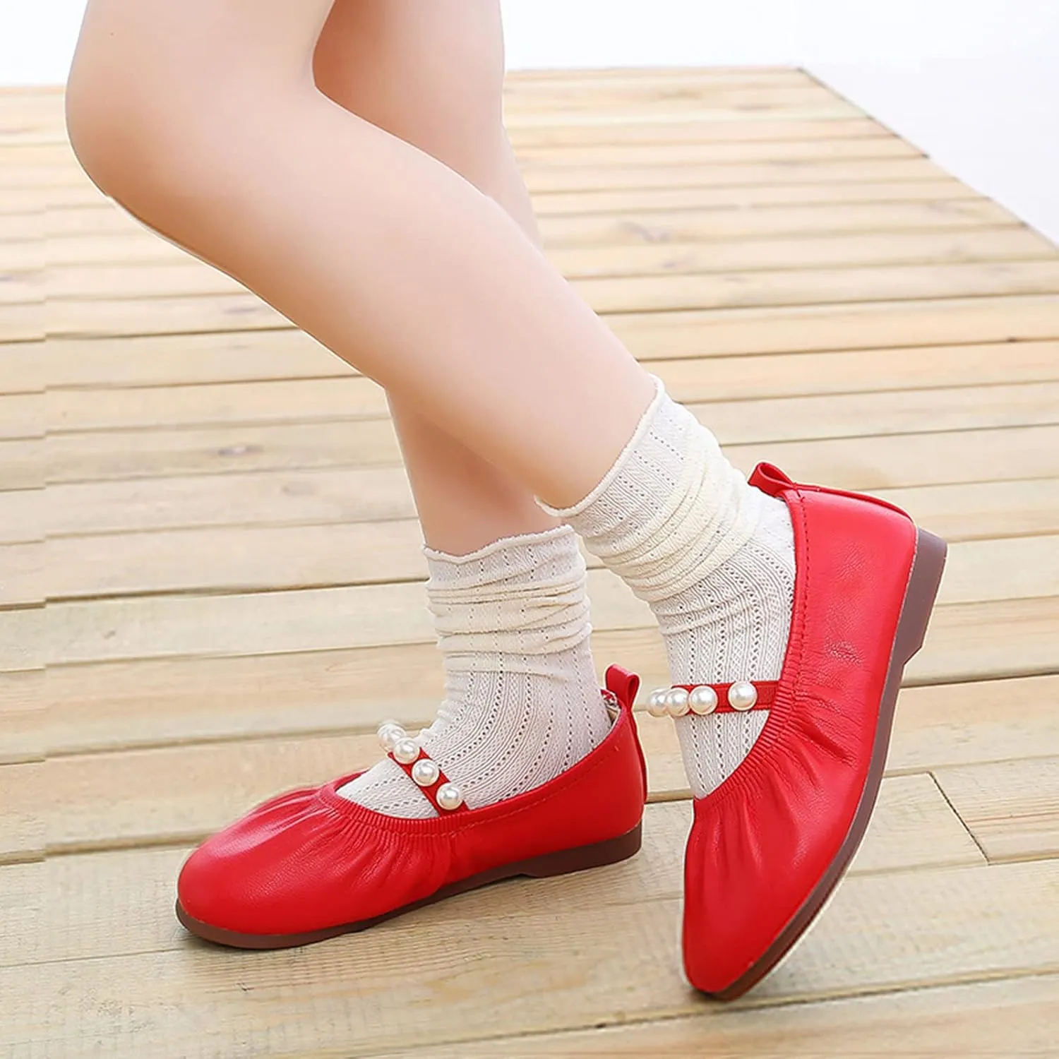 Toddler Flower Girl Dress Shoes Pearls Mary Jane Ballet Flats Party Wedding Toddler Little Kid Shoes