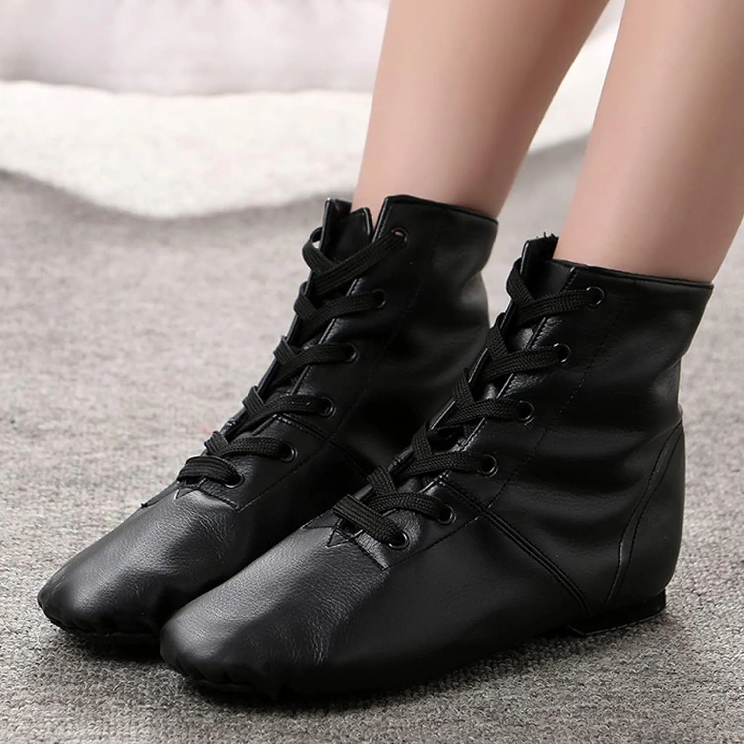 Toddler Kids Jazz Boots Split Sole Leather Dance Shoes for Girls Boys Practice Dancing Soft-Soled Ankle Boots