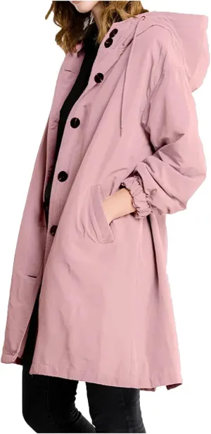 Trench Coat for Women 2023 Long Sleeve Solid Color Button Down Hooded Jacket Windproof Lightweight Plus Size Warm Clothes