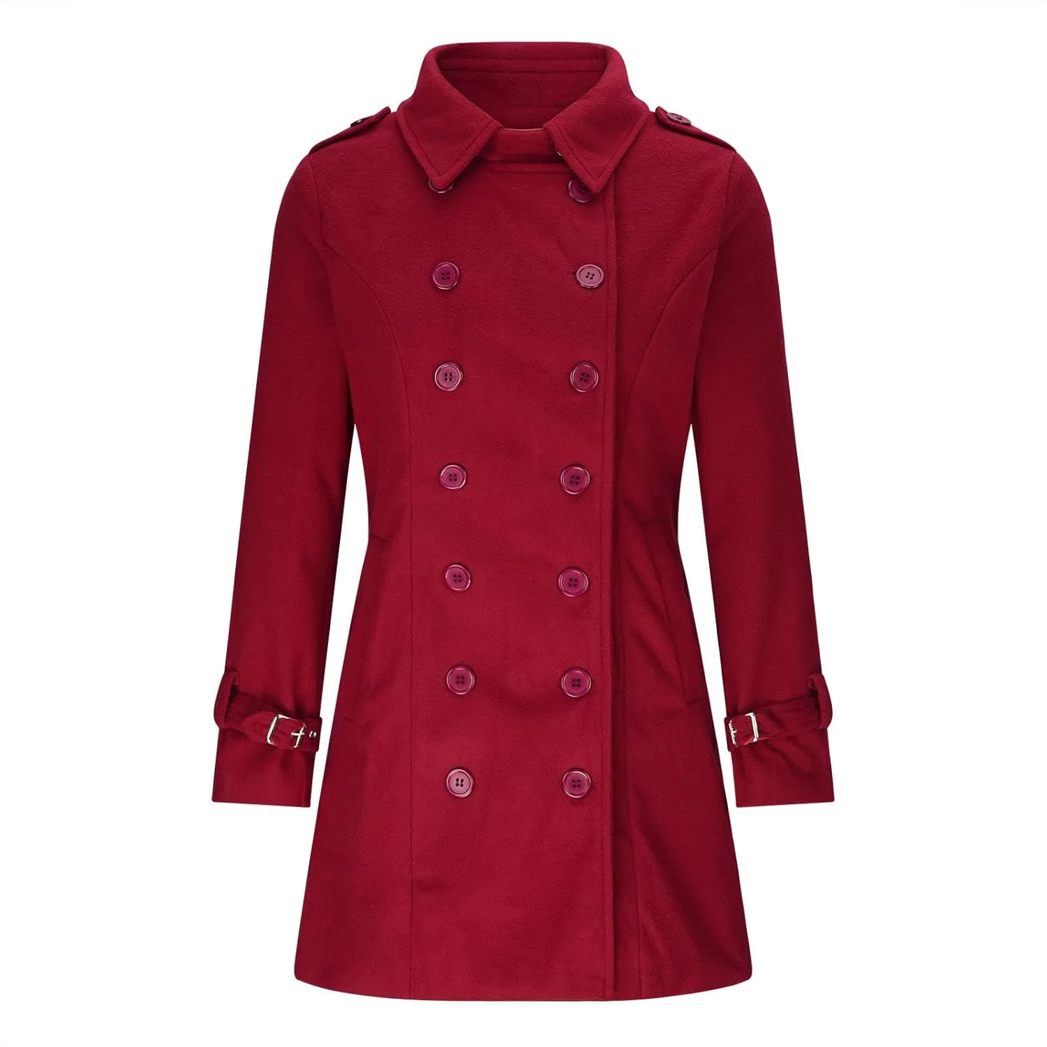 Trench Coat for Women Long Classic Lapel Overcoat Outerwear Double-Breasted Winter Jacket Windbreaker Slim Coats