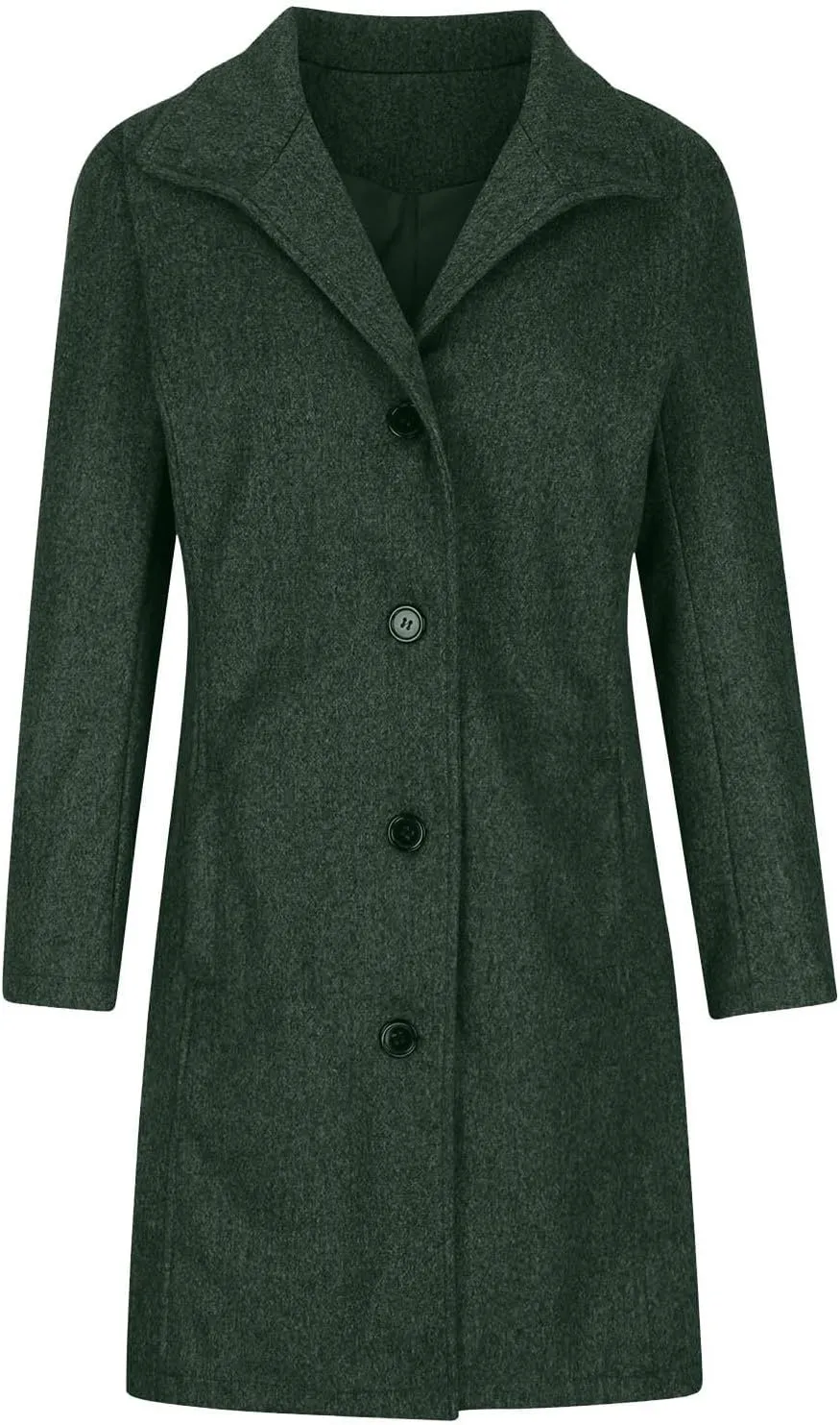 Trench Coat Women Winter Wool Pea Coat Stand Collar Single Breasted Jacket Casual Thicken Overcoat with Pockets