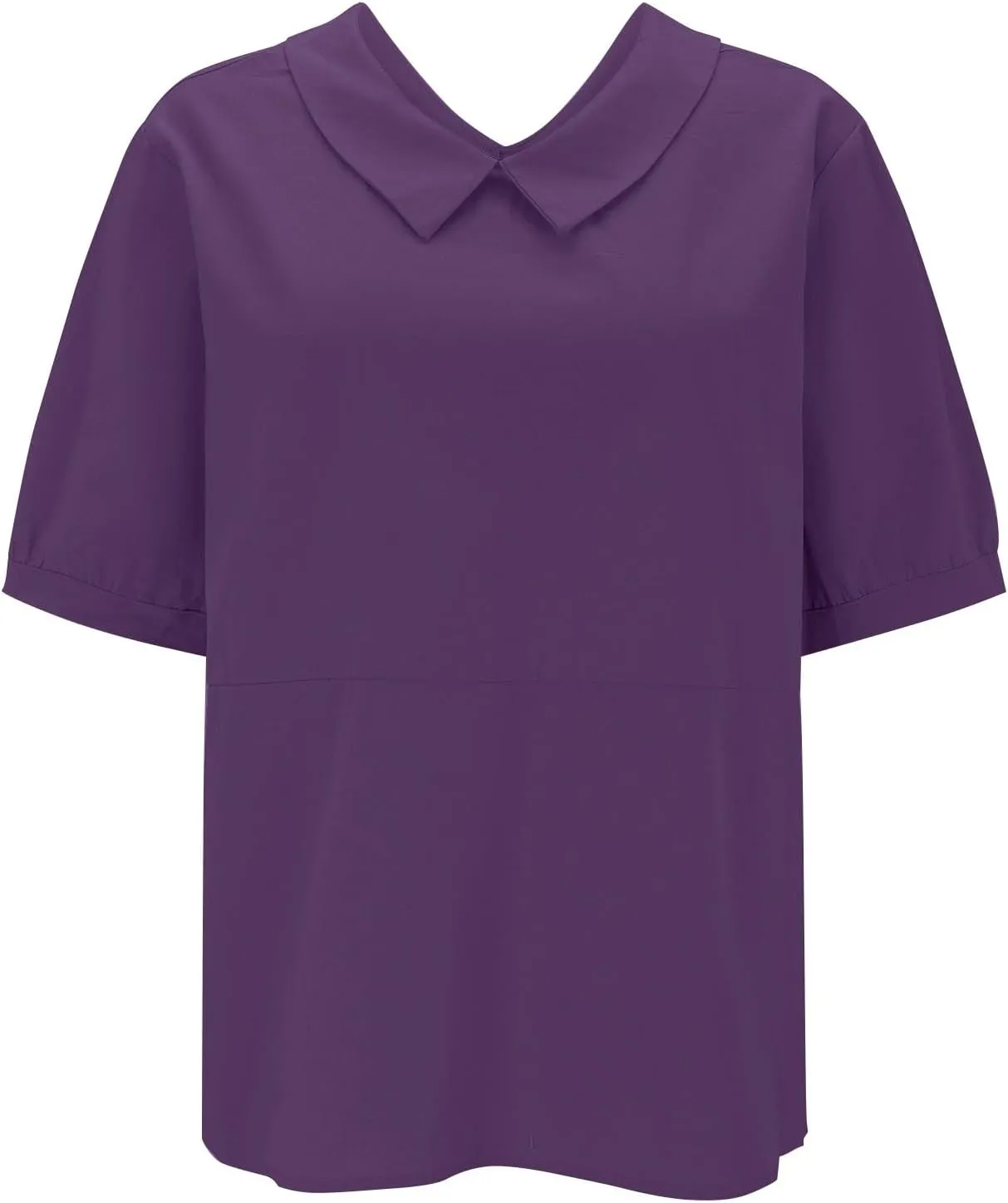 Trendy T Shirts for Women Loose Fit Solid Color Lapel Collar Short Sleeve Linen Blouse Summer Lightweight Workout Top