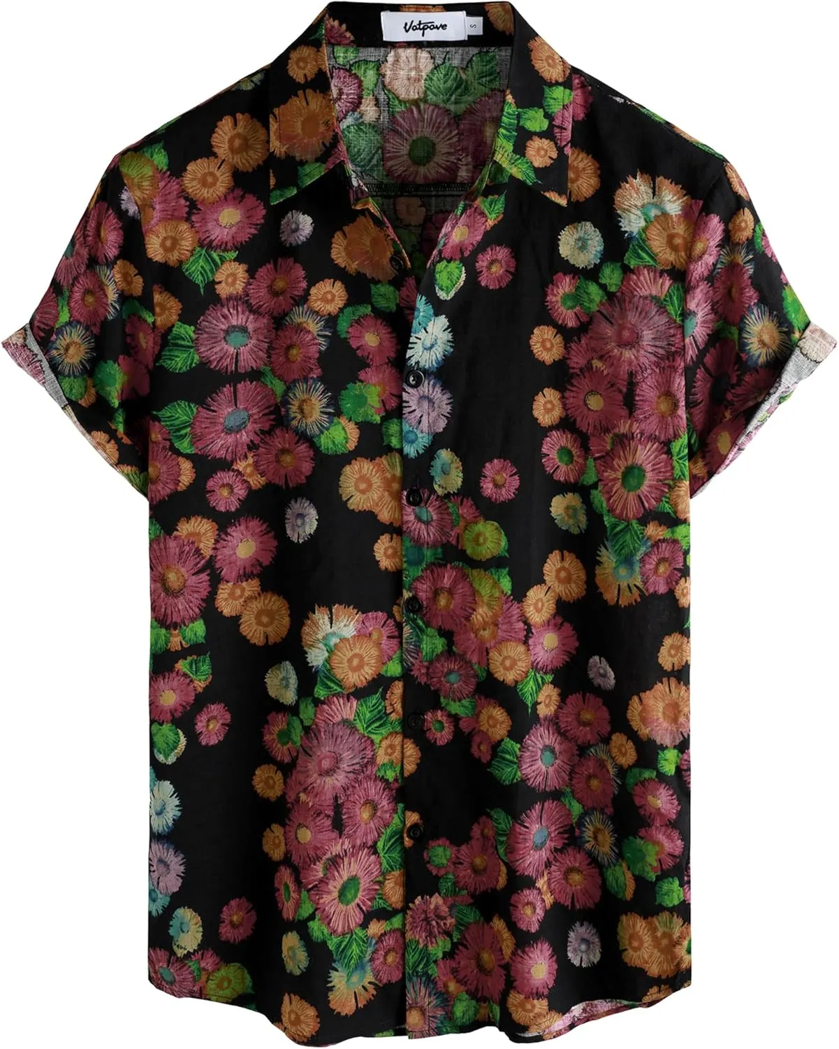 VATPAVE Mens Casual Hawaiian Floral Shirts Short Sleeve Button Down Tropical Shirts Beach Summer Shirts