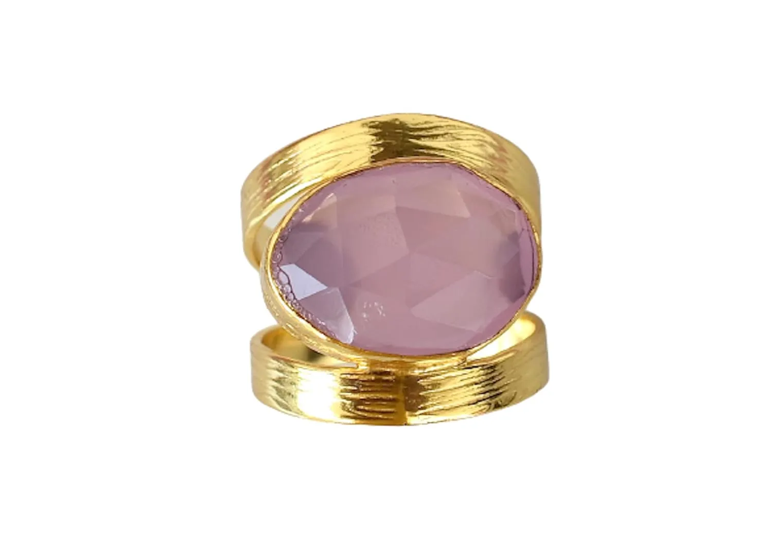 Veracity Jewelry Gold Plated Gemstone Rings For Women & Girls - Jewelry For Women's Birthday Anniversary Wife Mom Girlfriend Sister - Western Style Handmade Jewelry (Rose quartz)