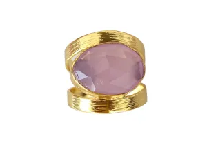 Veracity Jewelry Gold Plated Gemstone Rings For Women & Girls - Jewelry For Women's Birthday Anniversary Wife Mom Girlfriend Sister - Western Style Handmade Jewelry (Rose quartz)
