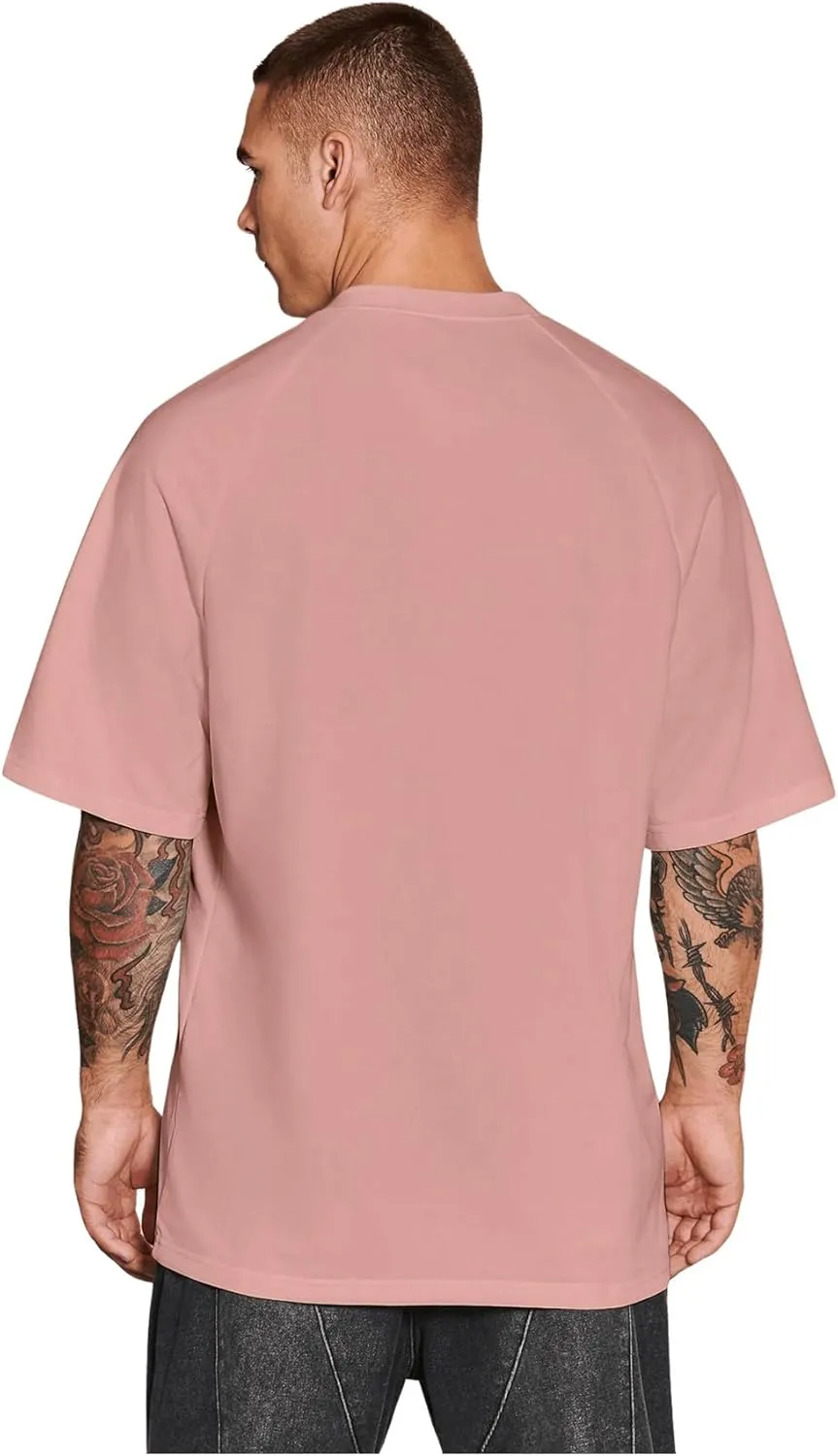 Verdusa Men's Oversized Shirts Short Sleeve Loose Fit Casual Solid Basic Tee Tops