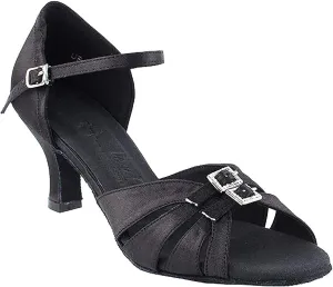 Very Fine Dance Shoes Women's Ballroom Tango Wedding Party Salsa Dance Shoes Black Satin Sera 1131 Comfortable 2.5" Heel 6 M US [Bundle of 4]