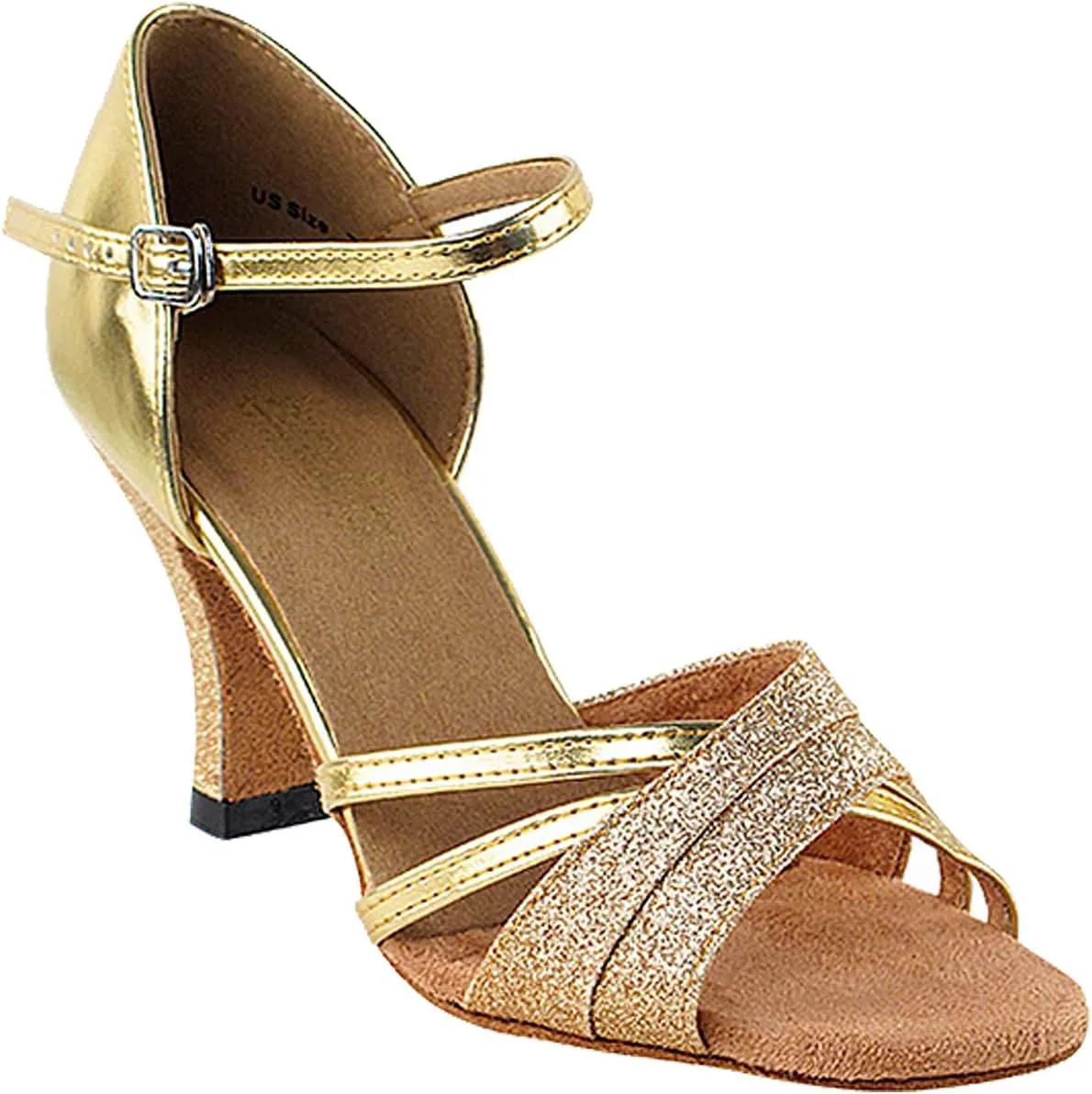 Very Fine Women's Ballroom Dance Shoes Tango Wedding Salsa Dance Shoes Gold Stardust & Gold Leather 6030EB Comfortable Dance Shoes 3" Heel 6.5 M US [Bundle of 5]