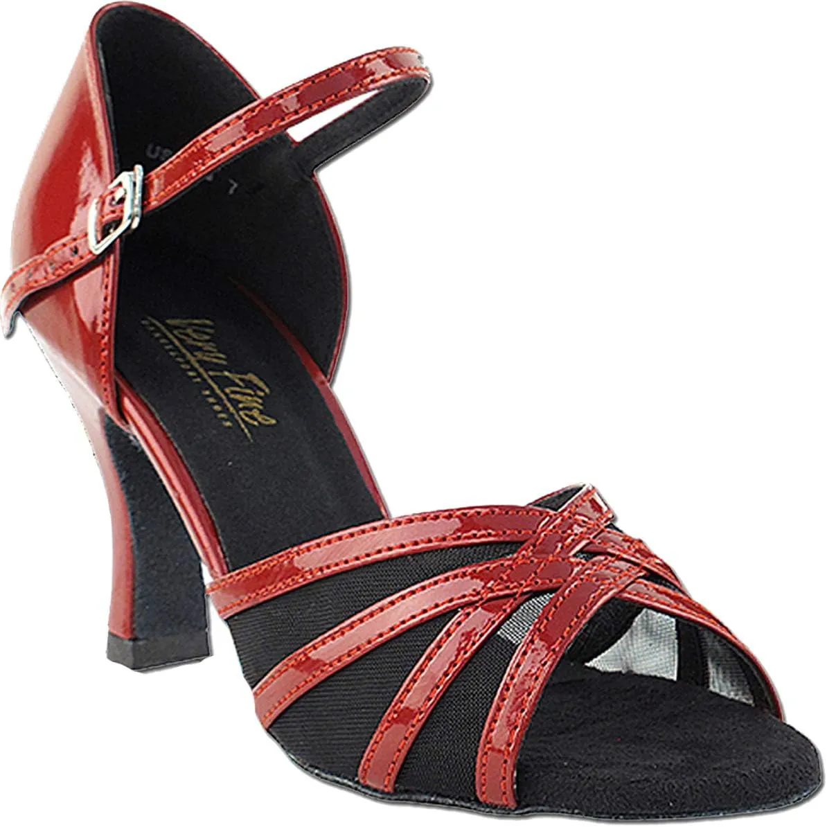 Very Fine Women's Ballroom Dance Shoes Tango Wedding Salsa Dance Shoes Red Patent & Black Mesh 6027EB Comfortable Dance Shoes 3" Heel 5 M US [Bundle of 5]