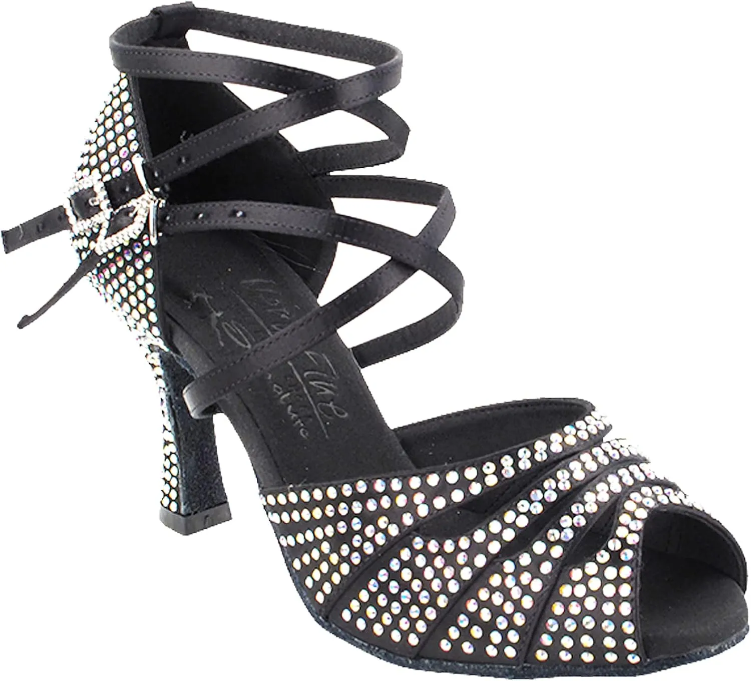 Very Fine Women's Ballroom Dance Shoes Wedding Salsa Dance Shoes Black tan Satin S1007CCEB Comfortable Dance Shoes 2.5" Heel 9.5 M US [Bundle of 5]