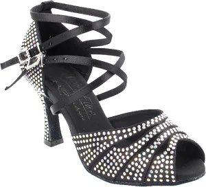 Very Fine Women's Ballroom Dance Shoes Wedding Salsa Dance Shoes Black tan Satin S1007CCEB Comfortable Dance Shoes 2.5" Heel 9.5 M US [Bundle of 5]
