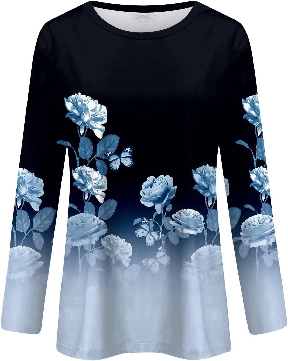 Vintage Tees for Women Women's Fashion Casual Round Neck Long Sleeve Printed T-Shirt Top