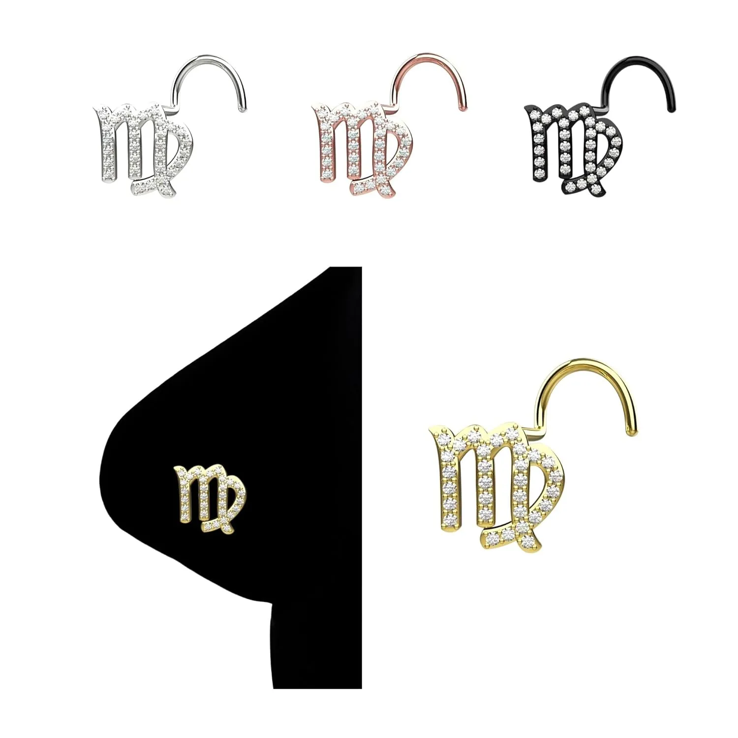 Virgo Zodiac Sign Nose Stud Customize Nose Jewelry Screw Nose Ring Nose Jewelry Gold
