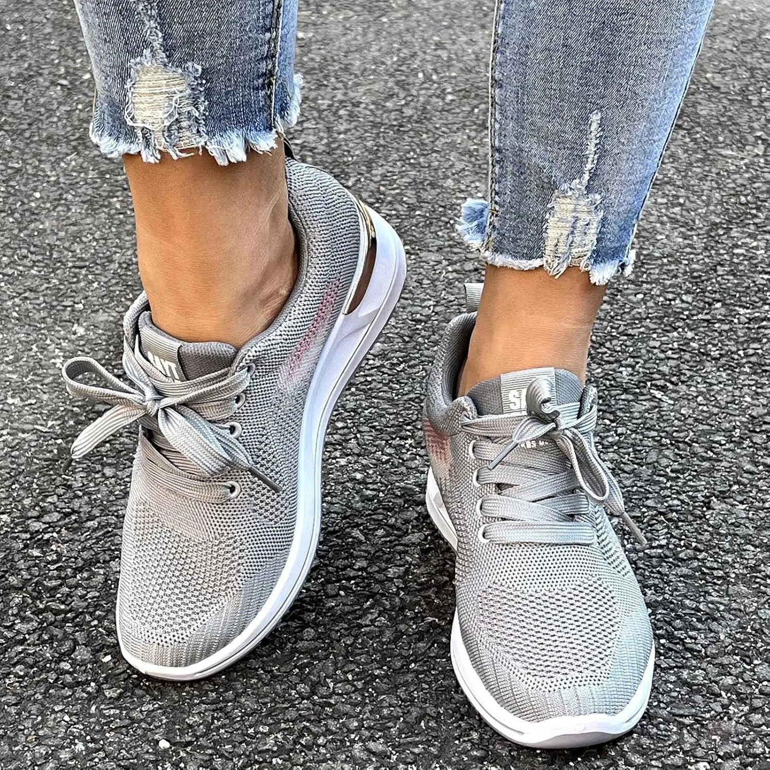 Walking Orthopedic Shoes Women Arch Support Lightweight Breathable Slip On Sneakers Breathable Shoes Women Wedge Leisure Outdoor Running Fitness Shoes Sport Mesh Women's Internationalist Women Sneaker