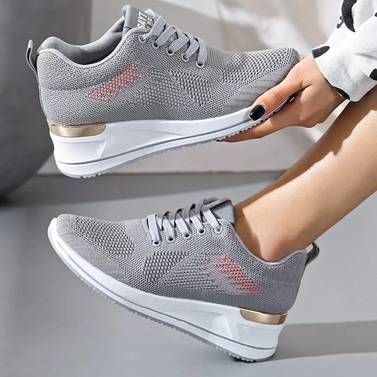 Walking Orthopedic Shoes Women Arch Support Lightweight Breathable Slip On Sneakers Breathable Shoes Women Wedge Leisure Outdoor Running Fitness Shoes Sport Mesh Women's Internationalist Women Sneaker