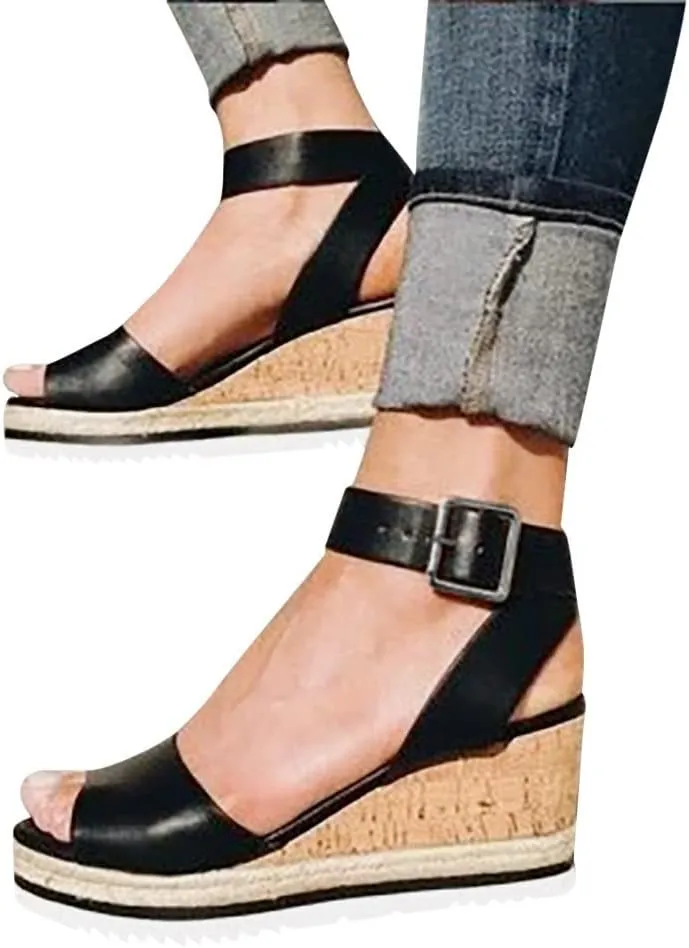 Wedge Sandals for Women 2024 Wedges Toe Platform Womens Sandals Ladies Roman Open Shoes Retro Fashion Women's sandals