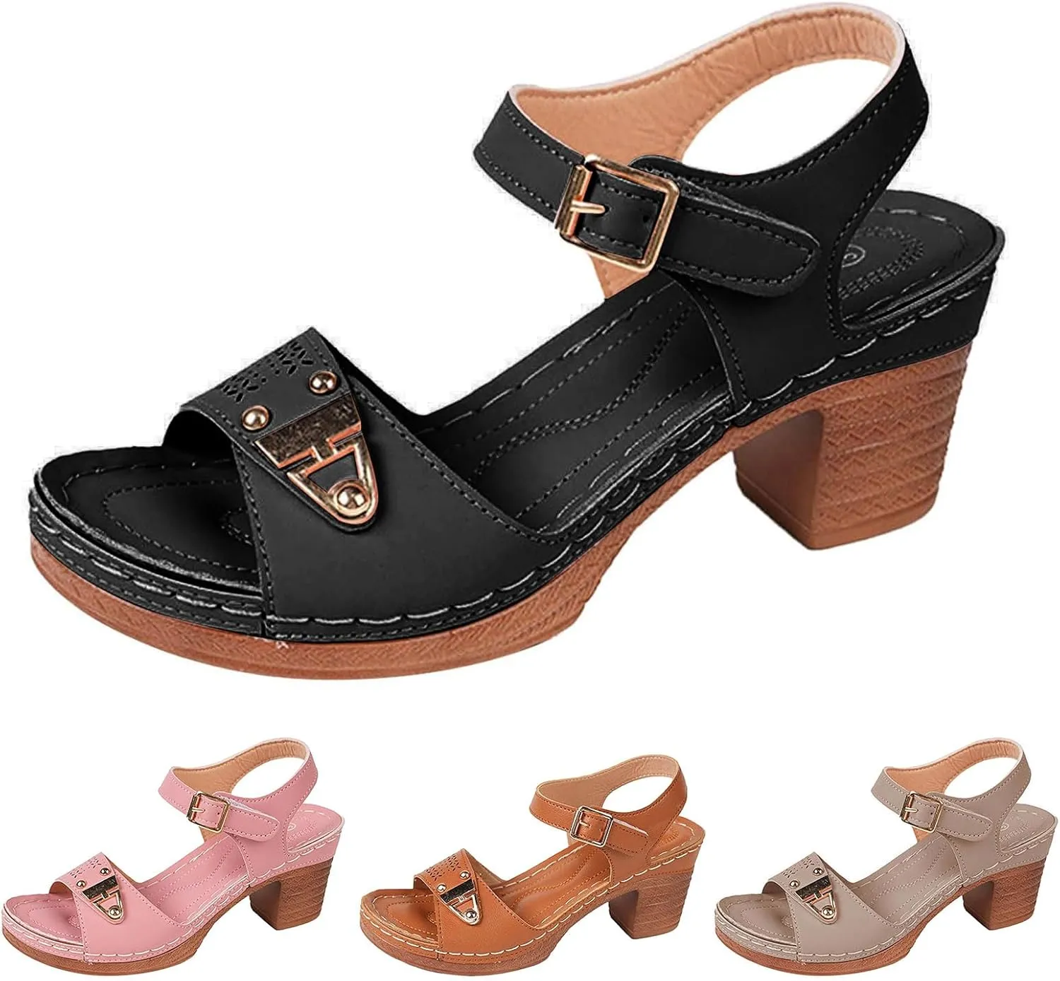 Wedge Sandals for Women 2025 Dressy Casual Comfortable Orthopedic Women's Platform Sandals Summer Heeled Wedges Sandal with Adjustable Ankle Strap Buckle Shoes