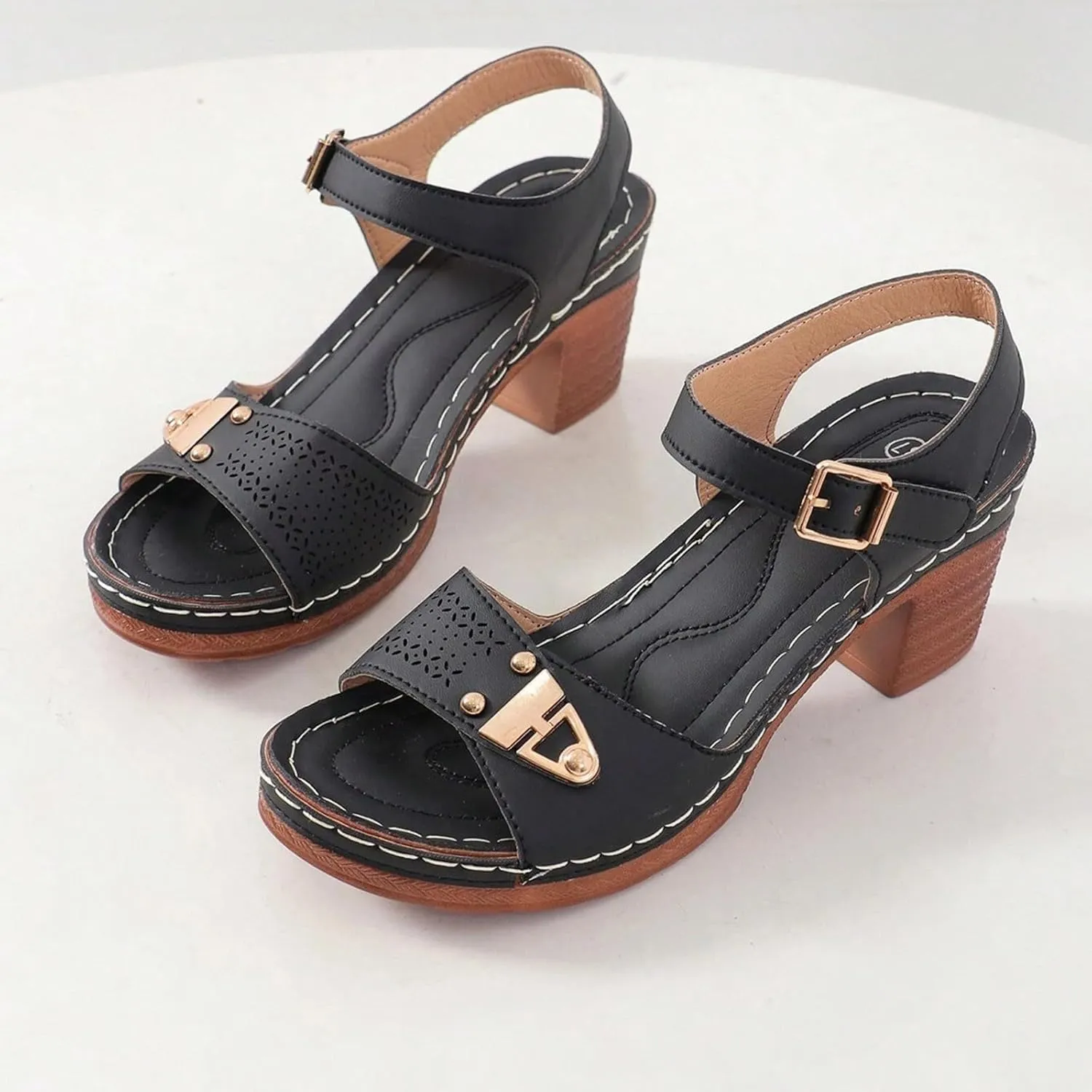 Wedge Sandals for Women 2025 Dressy Casual Comfortable Orthopedic Women's Platform Sandals Summer Heeled Wedges Sandal with Adjustable Ankle Strap Buckle Shoes