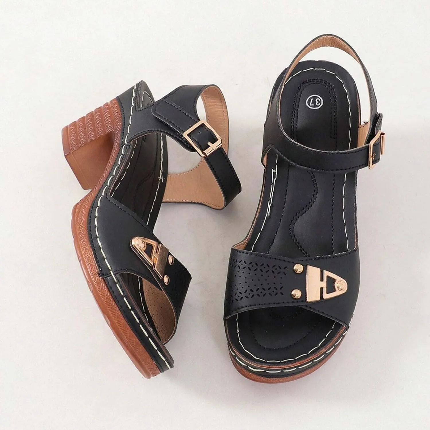 Wedge Sandals for Women 2025 Dressy Casual Comfortable Orthopedic Women's Platform Sandals Summer Heeled Wedges Sandal with Adjustable Ankle Strap Buckle Shoes