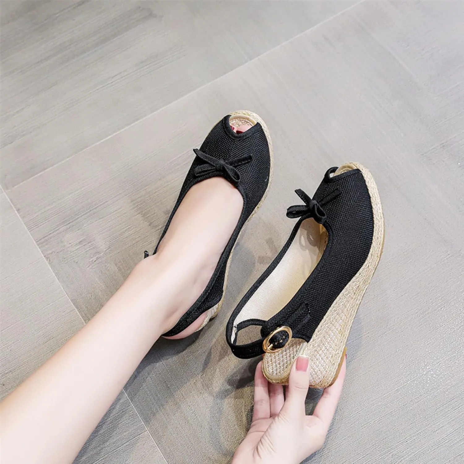 Wedge Sandals for Women Closed Toe Comfortable Summer Platform Summer Beach Bohemia Ankle Strap Causal Outdoor Dressy Shoes Leather Fisherman Sandals Comfort Hollow Arch Support Adjustable