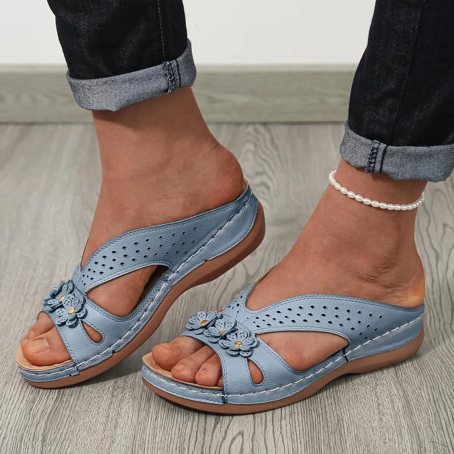 Wedge Sandals for Women Dressy Orthopedic Slip On Comfortable Slides Sandals Lightweight Memory Foam Platform Shoes