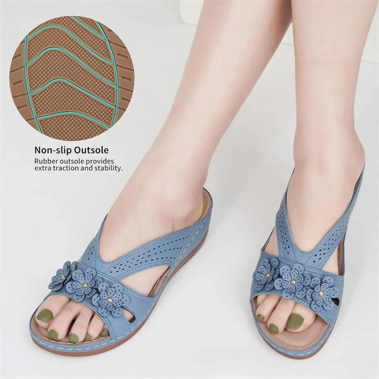 Wedge Sandals for Women Dressy Orthopedic Slip On Comfortable Slides Sandals Lightweight Memory Foam Platform Shoes