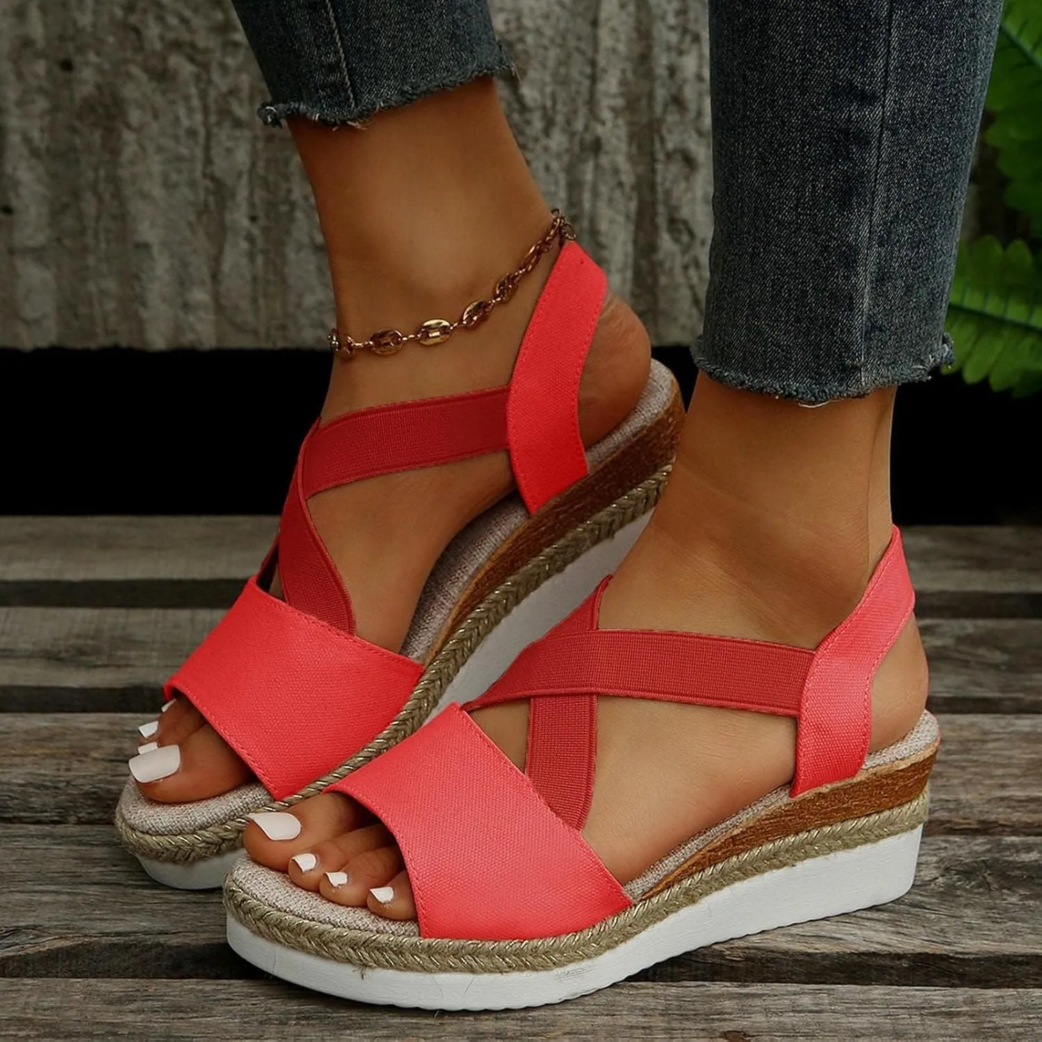 Wedge Sandals for Women, Espadrilles Women Open Toe Ankle Strap Heels Dressy Summer Platform Comfortable Slip on Walking Wedges 2025 Espadrille Casual Orthopedic Dress Shoes Buckle Beach