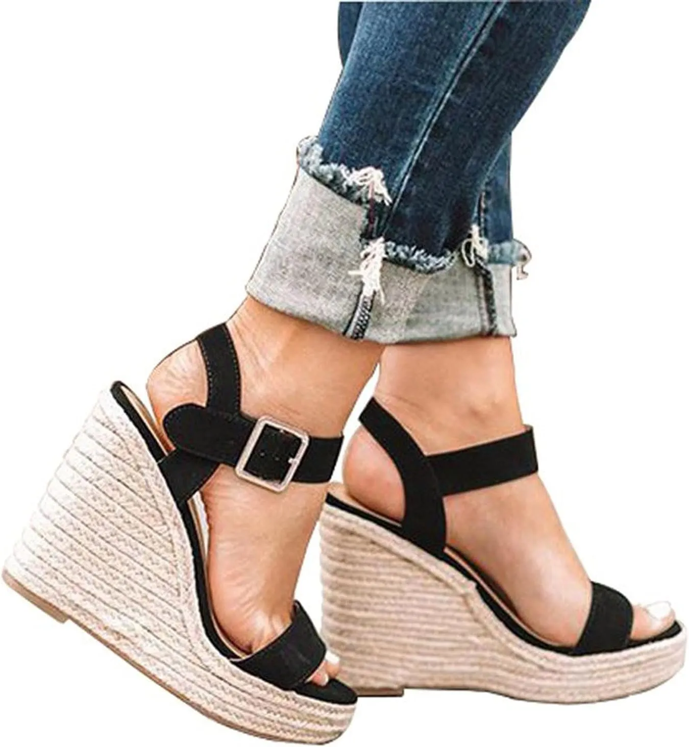 Wedge Sandals for Women Women's Arch Support Sandals Women Open Toe Flatform Fashion Black Dressy Comfortable Summer Platform Casual Dress Sandal Strappy Heels for Flat